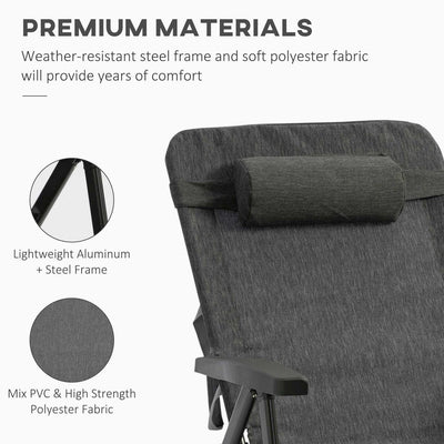 Folding Chaise Lounge Chair- Dark Grey