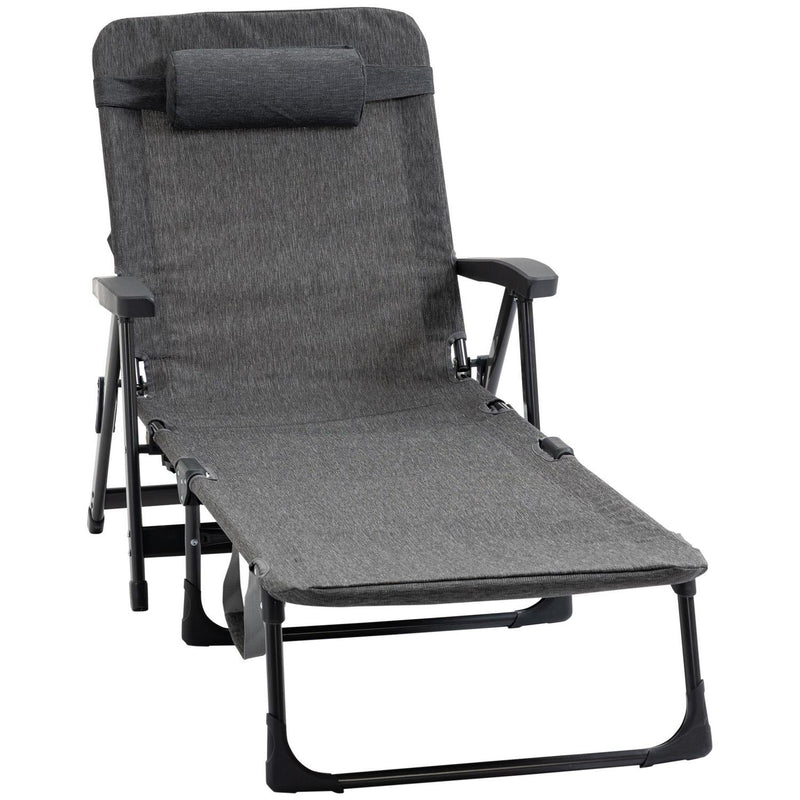 Folding Chaise Lounge Chair- Dark Grey