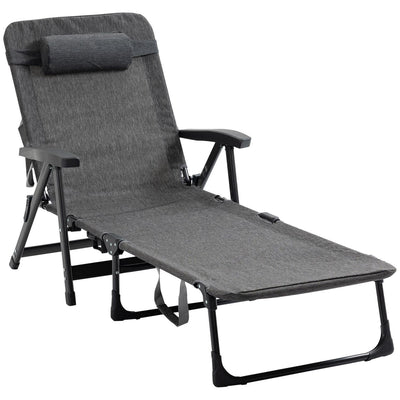 Folding Chaise Lounge Chair- Dark Grey