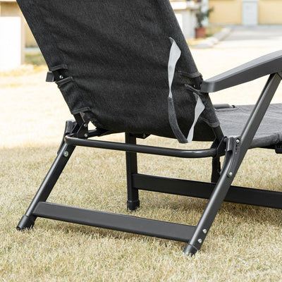 Folding Chaise Lounge Chair- Dark Grey