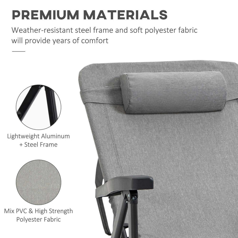 Folding Chaise Lounge Chair- Light Grey