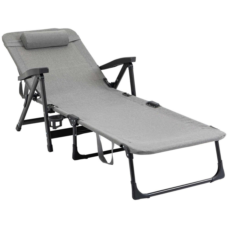 Folding Chaise Lounge Chair- Light Grey