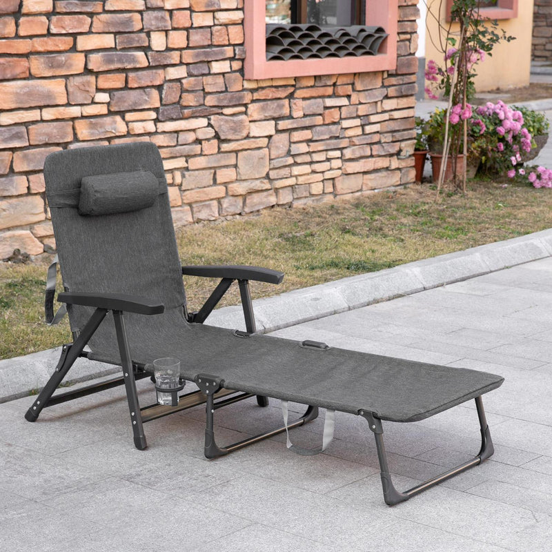 Folding Chaise Lounge Chair- Dark Grey