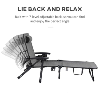 Folding Chaise Lounge Chair- Dark Grey