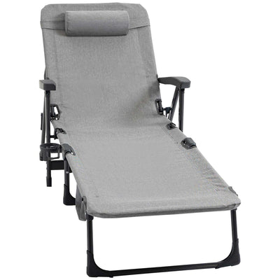 Folding Chaise Lounge Chair- Light Grey