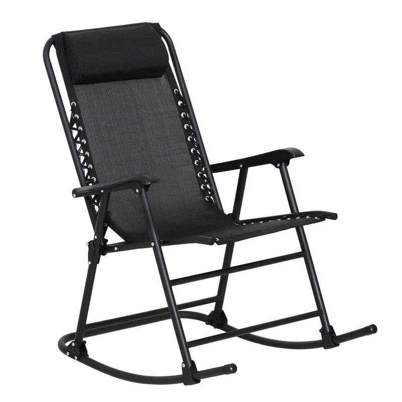 Folding Rocking Chair Zero Gravity W/ Headrest-Black