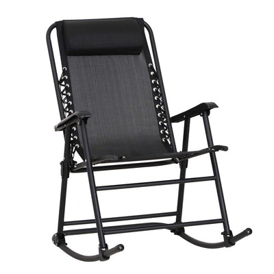 Folding Rocking Chair Zero Gravity W/ Headrest-Black