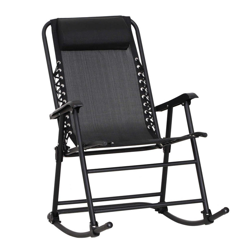 Folding Rocking Chair Zero Gravity W/ Headrest-Black