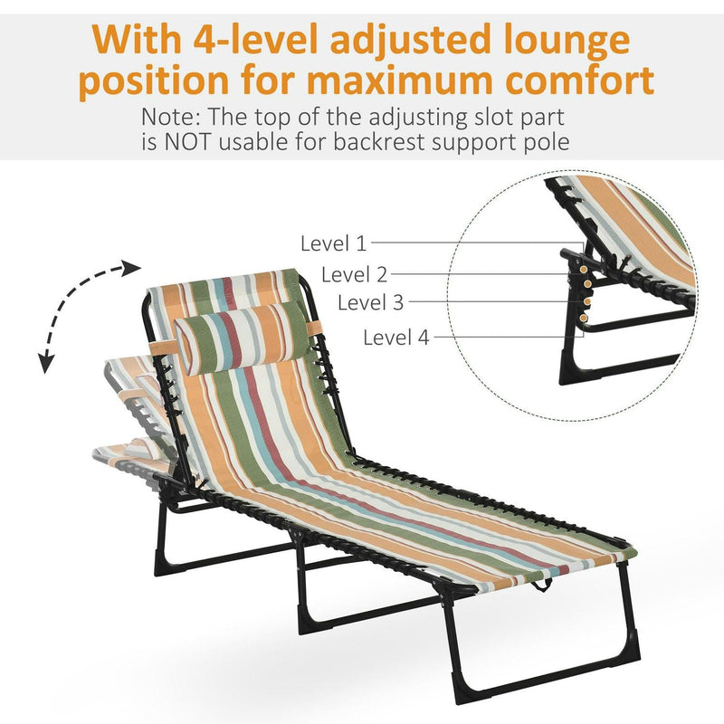 Folding Lounger Beach Chaise Chair- Multicolored