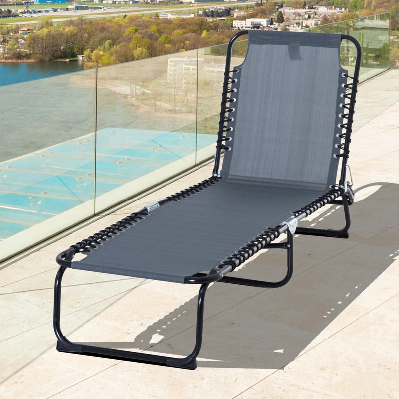 Folding Lounger Beach - Grey