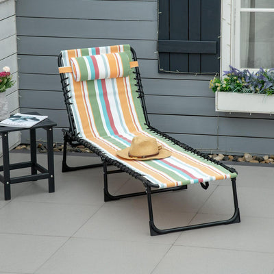 Folding Lounger Beach Chaise Chair- Multicolored