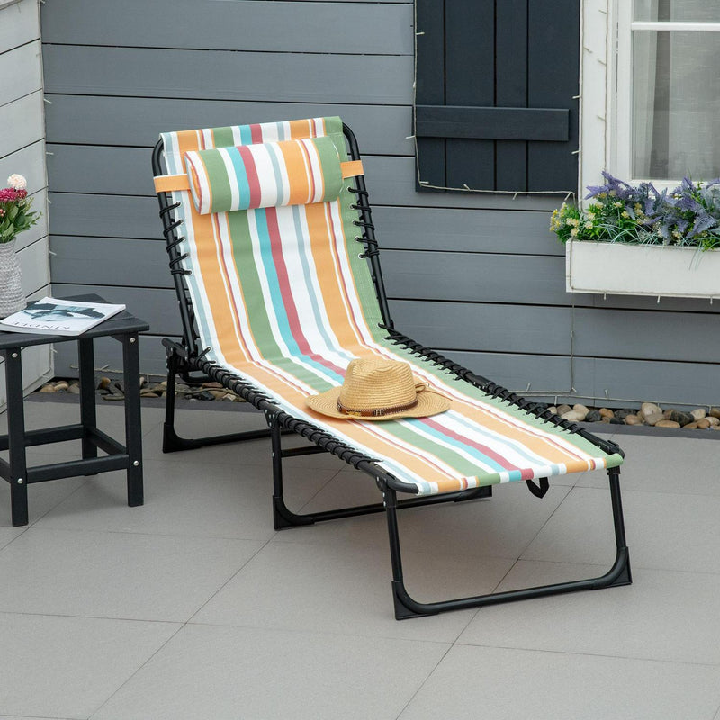 Folding Lounger Beach Chaise Chair- Multicolored