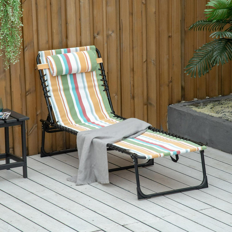 Folding Lounger Beach Chaise Chair- Multicolored