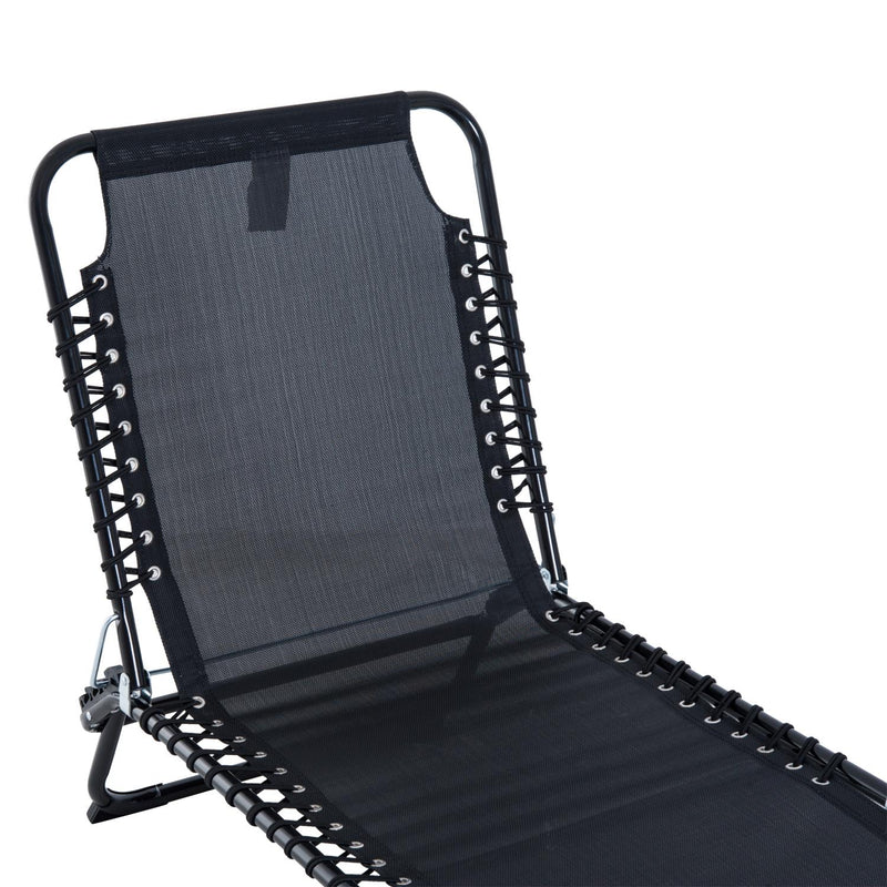 Folding Lounger Beach Chaise Chair - Black