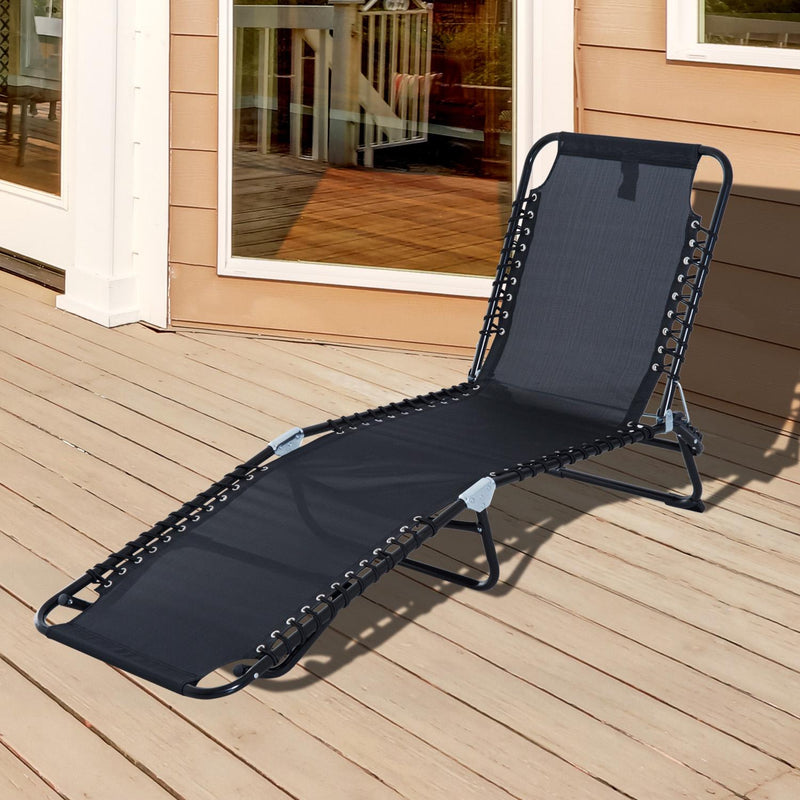 Folding Lounger Beach Chaise Chair - Black