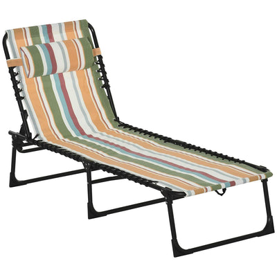 Folding Lounger Beach Chaise Chair- Multicolored