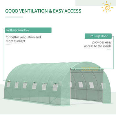 Galvanised Steel Walk-in Greenhouse, 6 X 3 M-Green