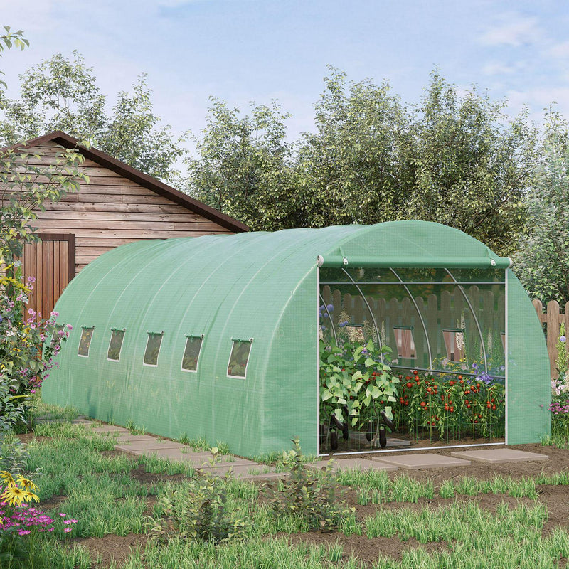 Galvanised Steel Walk-in Greenhouse, 6 X 3 M-Green