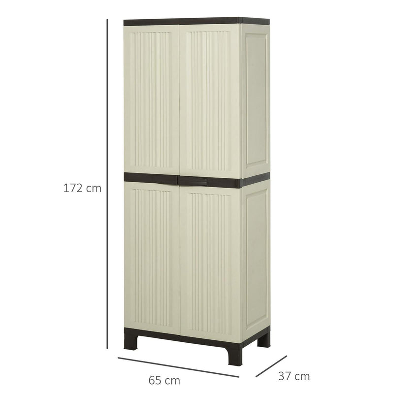 Garden Cabinet Shed, Double-Door, 65Lx37Wx172H Cm-Beige