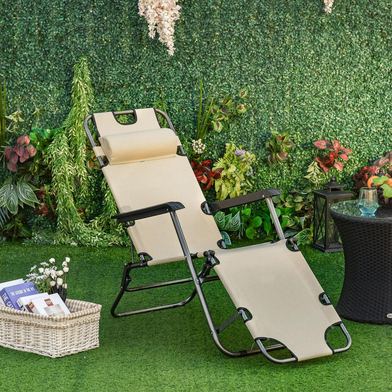 Garden Lounge Single Chair Adjustable Recliner Portable Foldable Outdoor