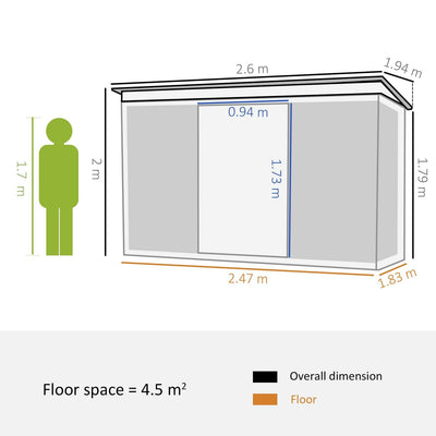 Garden Metal Storage Shed House Hut Gardening Tool W/ Tilted Roof And Ventilation 9 X 6ft, Grey