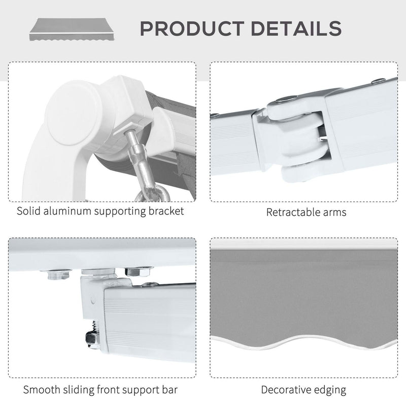 Garden Patio Manual Awning Canopy Sun Shade Shelter Retractable