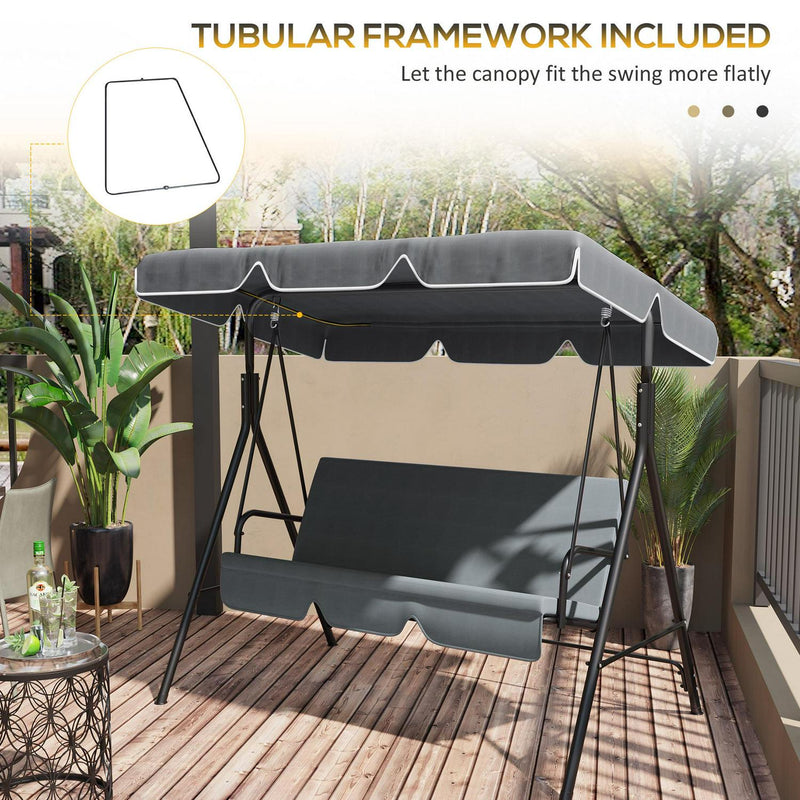 Garden Swing Canopy Replacement 2 Seater With Tubular Framework- Dark Grey