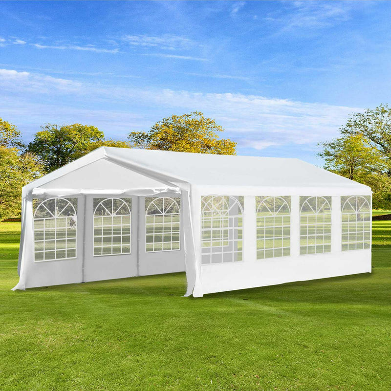 Gazebo Marquee, Steel Frame, Water Resistant, Size 8x4m-White