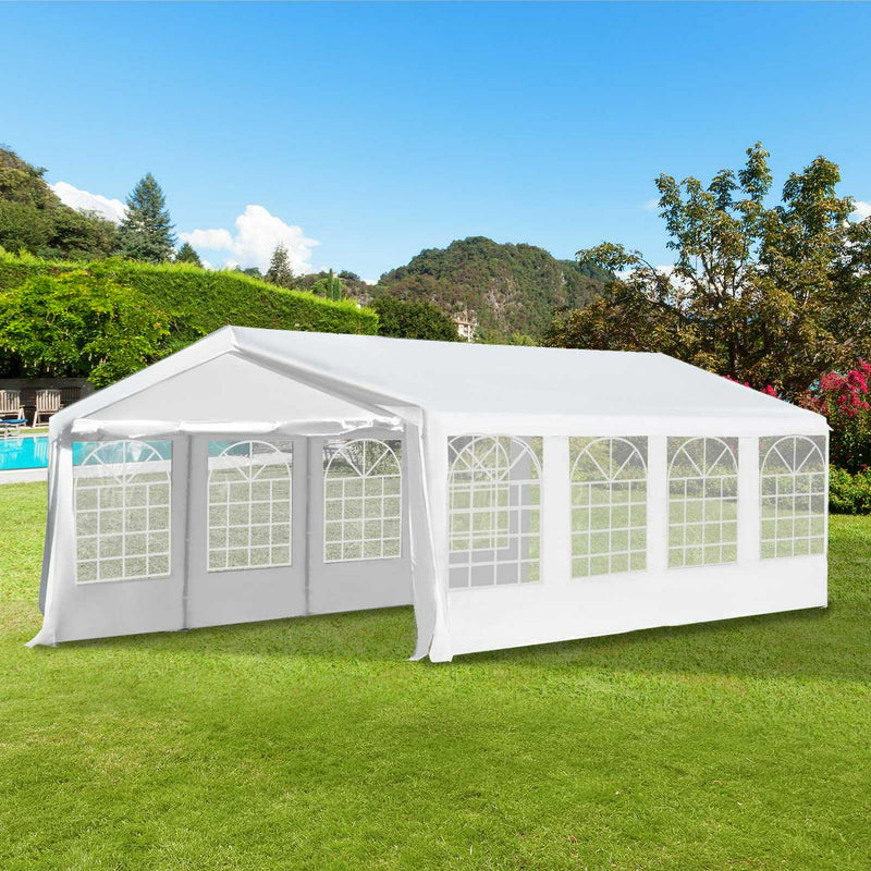 Gazebo Marquee, Steel Frame, Water Resistant, Size 8x4m-White