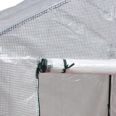 Greenhouse For Outdoor W/ 2 Tier Shelf Roll-Up Zippered Cover, UV-resistant PE plastic cover Green