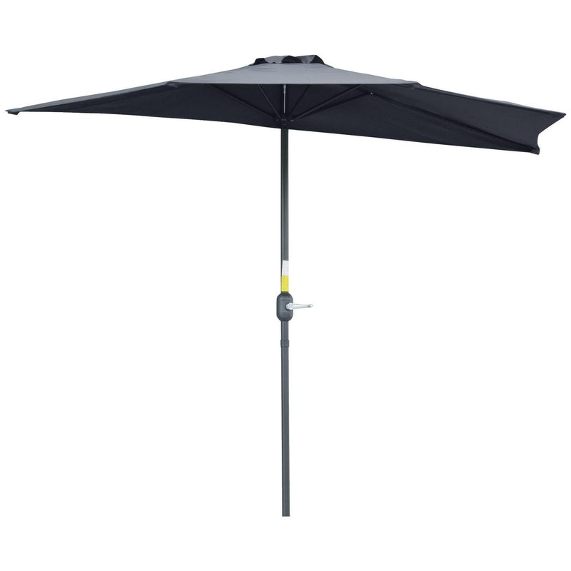 Half Round Umbrella Balcony Parasol Outdoor Aluminum Grey, 2.7m