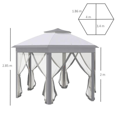 Hexagon Patio Gazebo - Grey