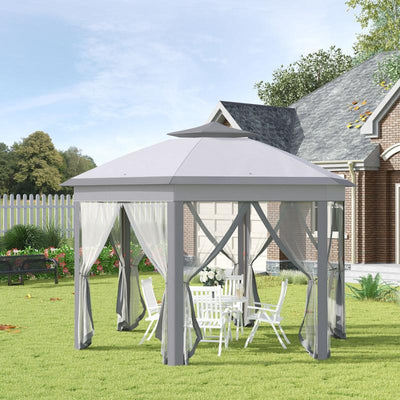 Hexagon Patio Gazebo - Grey