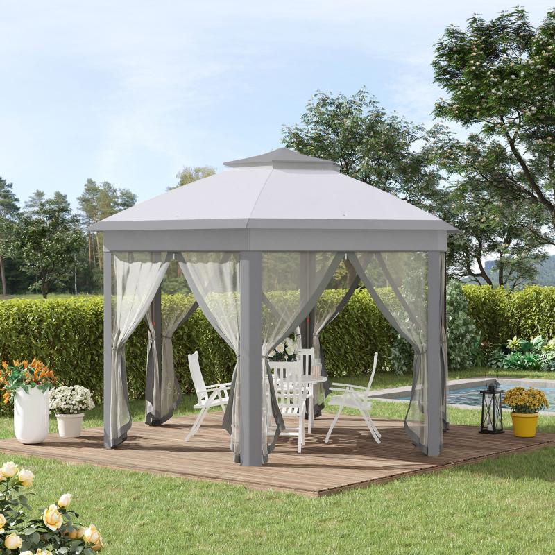 Hexagon Patio Gazebo - Grey