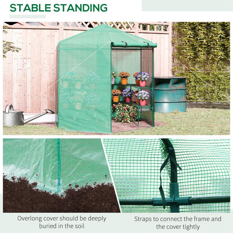 Hexagon Walk-in 3-Tier Portable Greenhouse, 194x225H Cm