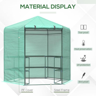 Hexagon Walk-in 3-Tier Portable Greenhouse, 194x225H Cm