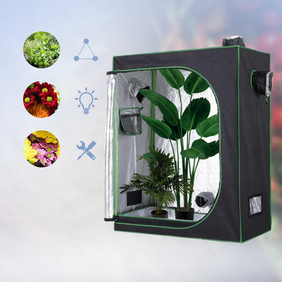 Hydroponic Plant Grow Tent Canopy Indoor Reflective Mylar Green Room 600D Oxford 120L X60W X150Hcm Silver