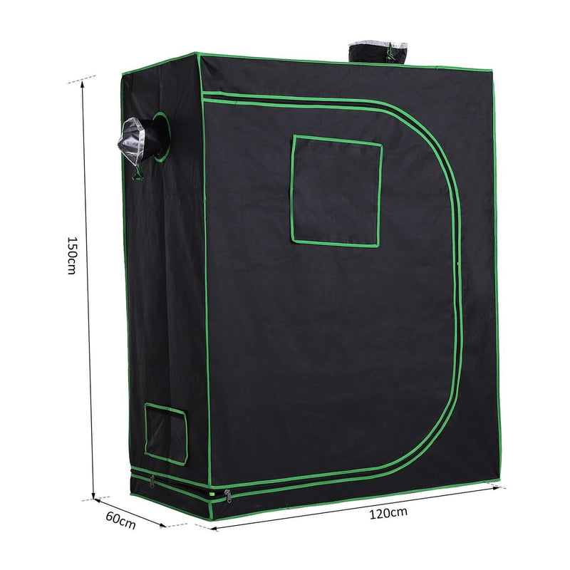 Hydroponic Plant Grow Tent Canopy Indoor Reflective Mylar Green Room 600D Oxford 120L X60W X150Hcm Silver