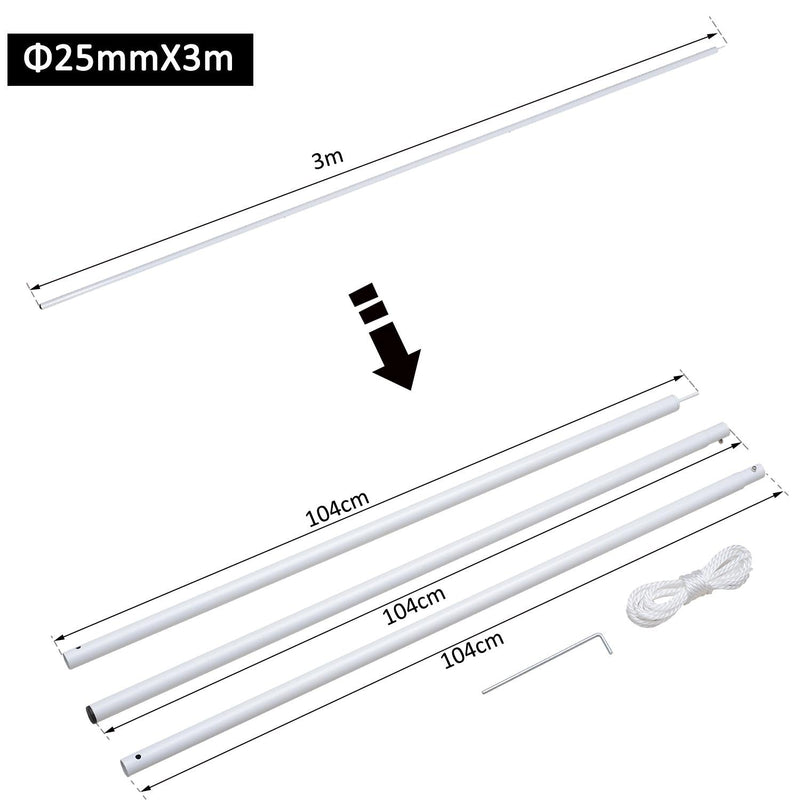 Kit de mástil de vela de sombra para toldo de hierro blanco 