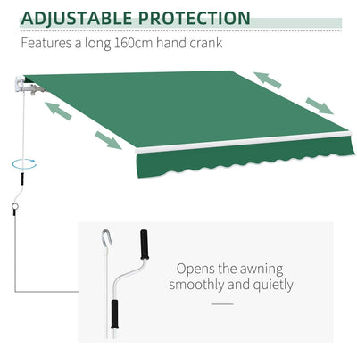 Manual Retractable Awning, Size (4m X3m)-Green