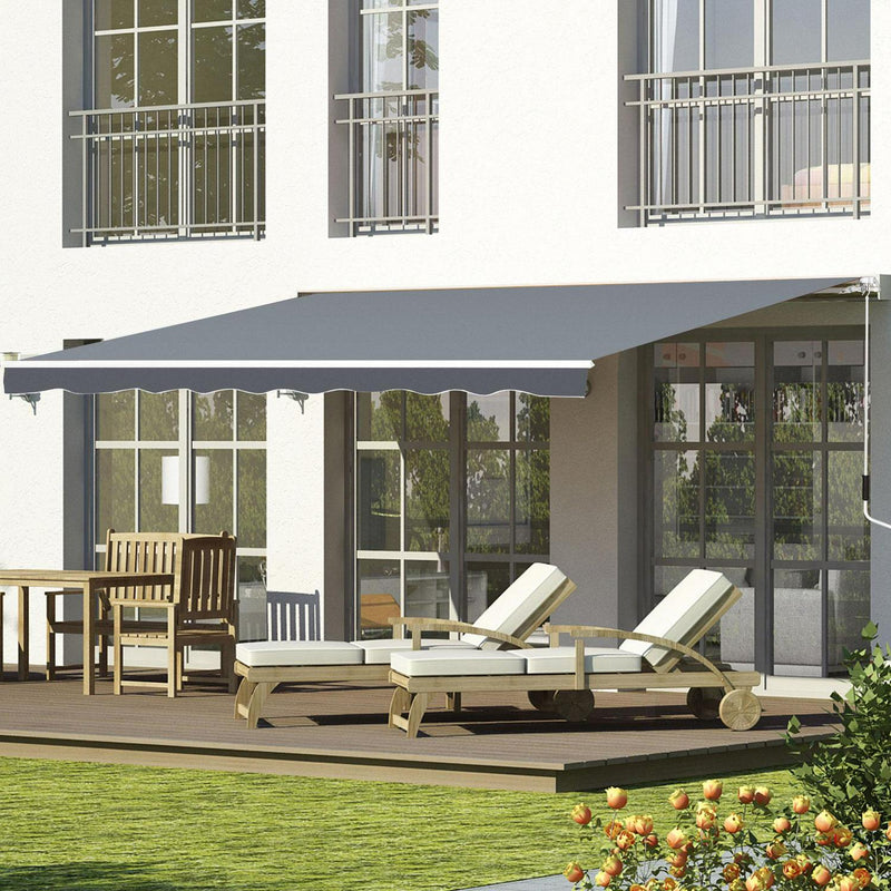 2.5mx2m Manual Retractable Patio Awning Shelter UV Protection