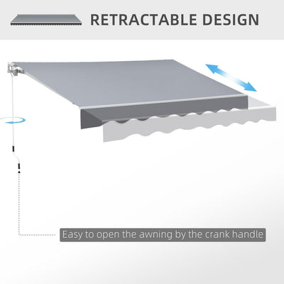 2.5mx2m Manual Retractable Patio Awning Shelter UV Protection