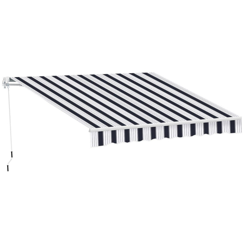 Manual Retractable Awning, 2.5x2 M-Dark Blue/White Stripes