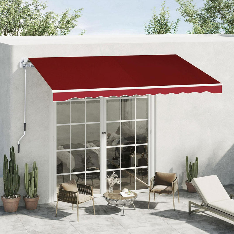 Manual Retractable Patio Awning Shelter UV Protection, 2.5mx2m