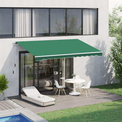 Manual Retractable Awning, Size (4m X3m)-Green