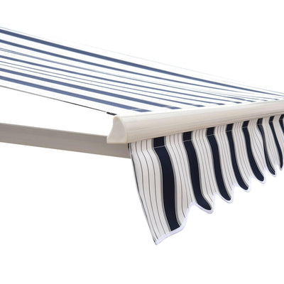 Manual Retractable Awning, 2.5x2 M-Dark Blue/White Stripes