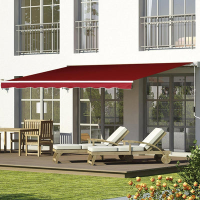 Manual Retractable Patio Awning Shelter UV Protection, 2.5mx2m