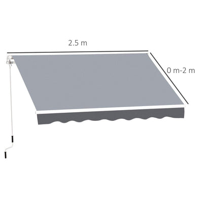 2.5mx2m Manual Retractable Patio Awning Shelter UV Protection