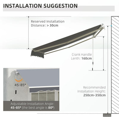 2.5mx2m Manual Retractable Patio Awning Shelter UV Protection