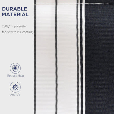 Manual Retractable Awning, 2.5x2 M-Dark Blue/White Stripes